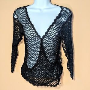 Top Shop Crochet Top with Tie-Closure